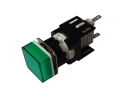 Signalizační LED kontrolka zelená čtvercová D090KXY, 16mm, 12-24V AC/DC, IP50, Emas